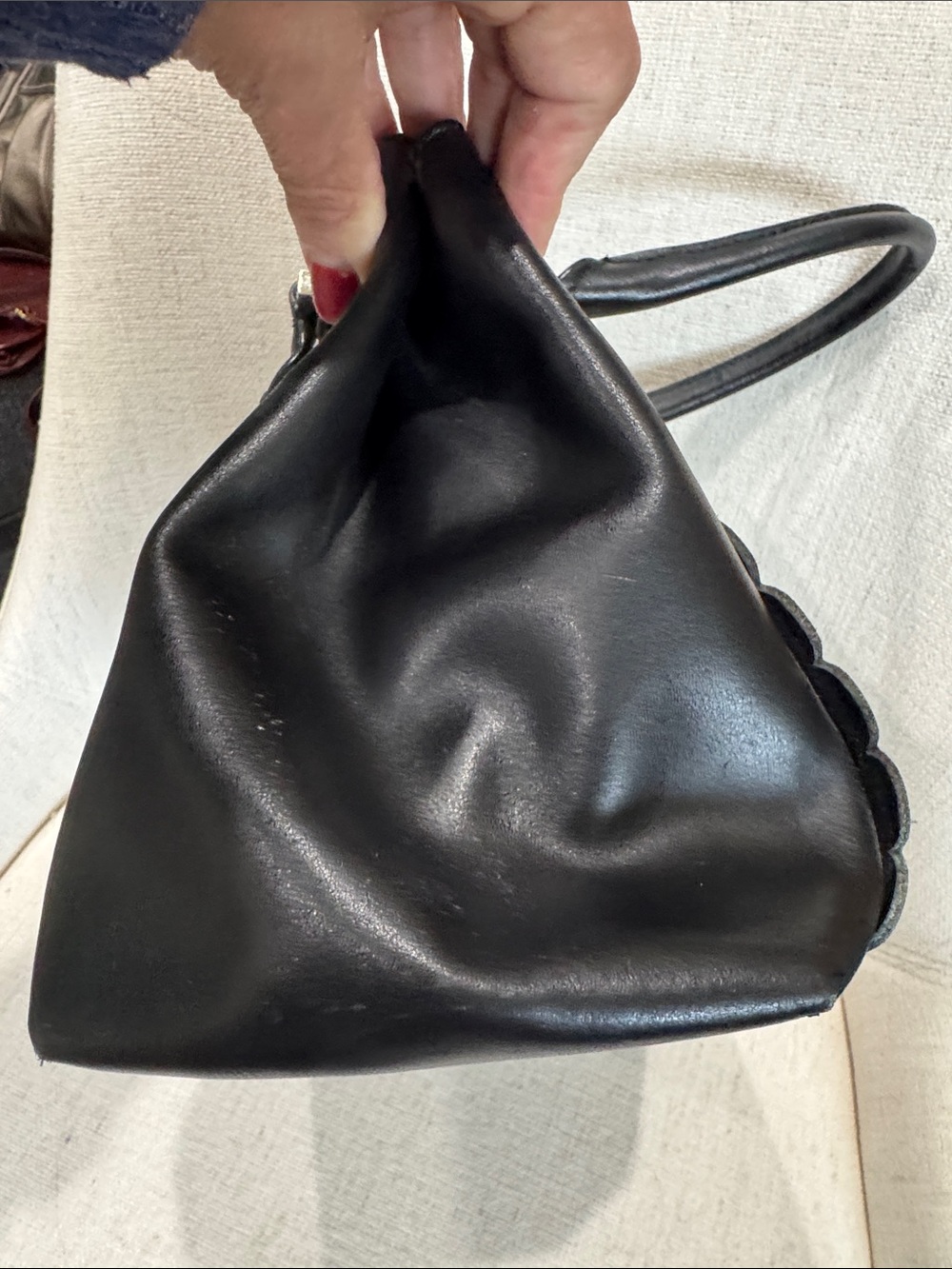 kate spade Black Scalloped Leather Satchel with Gold Hardware - Picture 4 of 10